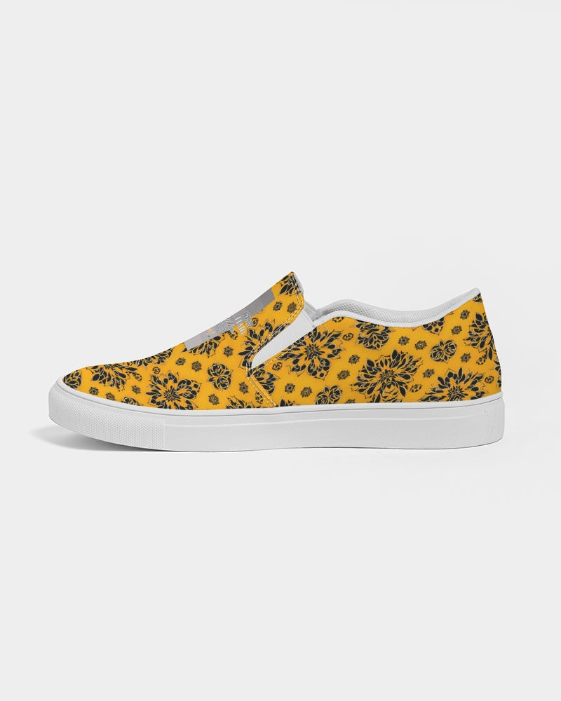 Orange and black roll pattern design Men's Slip-On Canvas Shoe