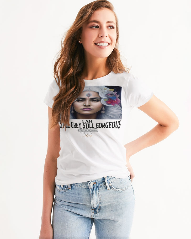 Promoting Indian women with silver grey hair Women's Tee