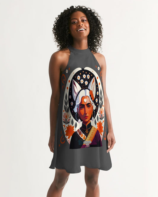 Nubian girl silver fox Women's Halter Dress