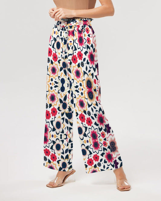 Abstract flower pattern Women's All-Over Print High-Rise Wide Leg Pants