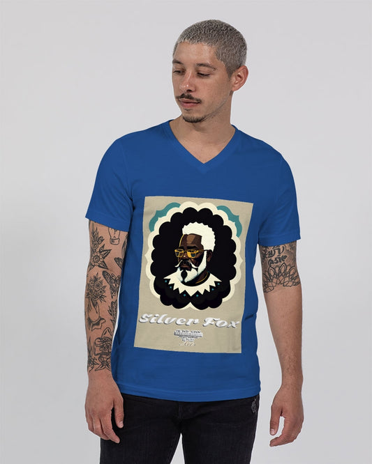 Black gentleman Silverfox Unisex Jersey V-Neck Tee | Bella + Canvas