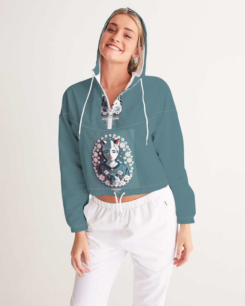 Silverfox flower Women's Cropped Windbreaker