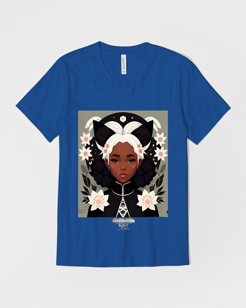 Nubian girl silver fox Unisex Jersey V-Neck Tee | Bella + Canvas