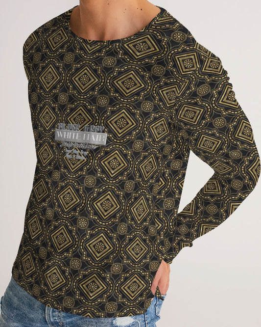 Brown Diamond pattern Men's Long Sleeve Tee