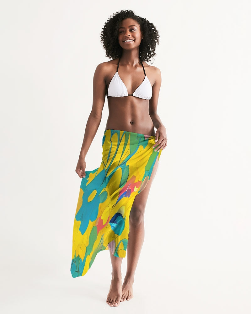 Beautiful yellow and blue hint of red pattern Swim Cover Up