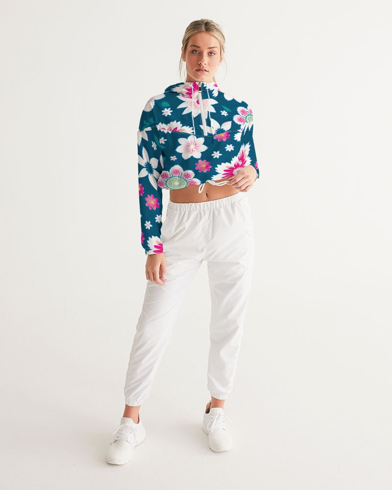 Beautiful floral pattern Women's All-Over Print Cropped Windbreaker