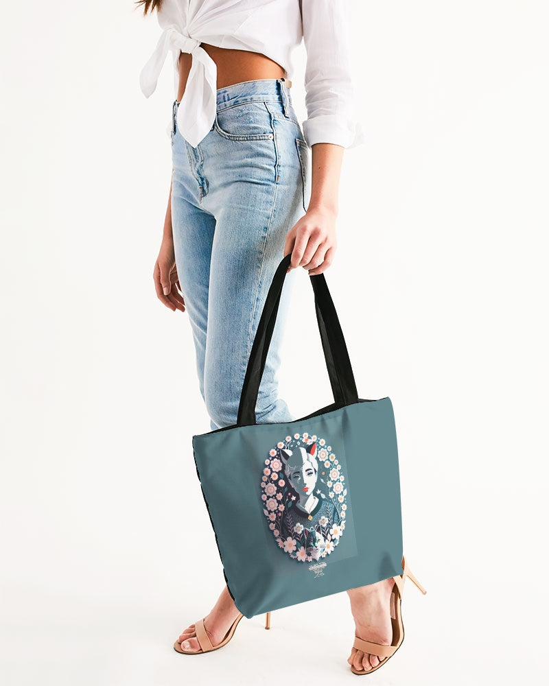 Silverfox flower Canvas Zip Tote