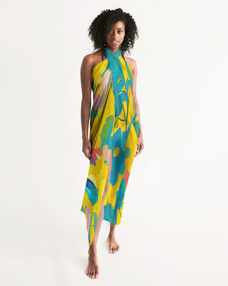 Beautiful yellow and blue hint of red pattern Swim Cover Up