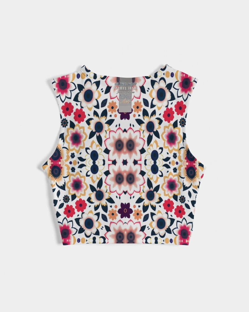 Abstract flower pattern Women's  All-Over Print Twist-Front Tank