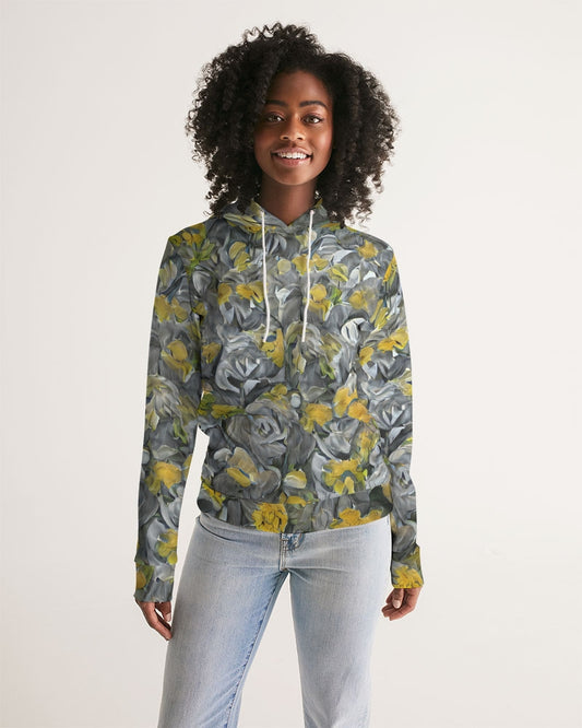 Orange and yellow and grey abstract design of Roses Women's Hoodie