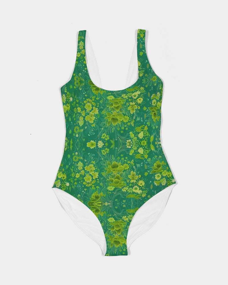 Green lush Repeat pattern Women's One-Piece Swimsuit