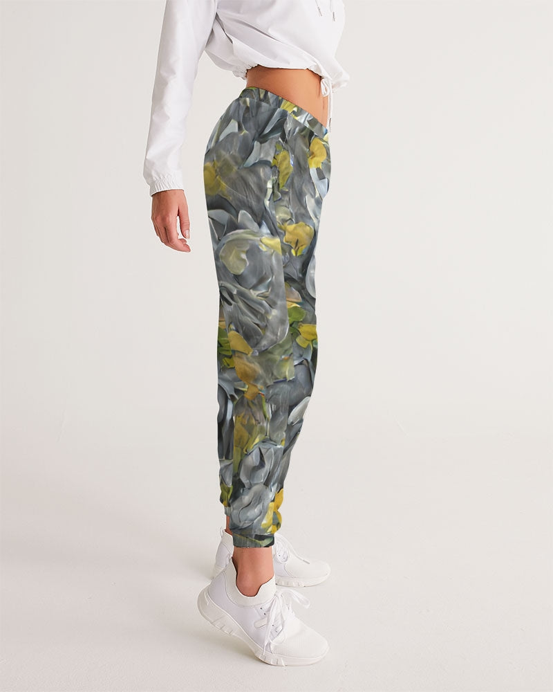 Orange and yellow and grey abstract design of Roses Women's Track Pants