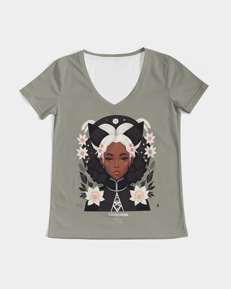 Nubian girl silver fox Women's V-Neck Tee