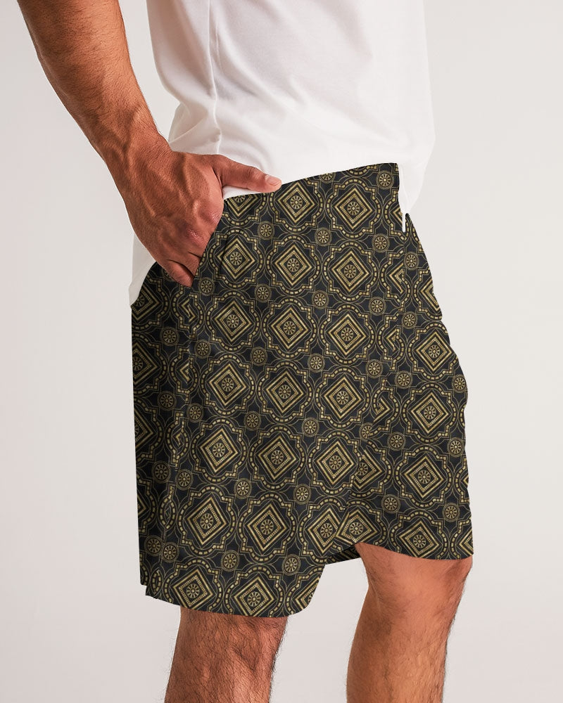 Brown Diamond pattern Men's Jogger Shorts