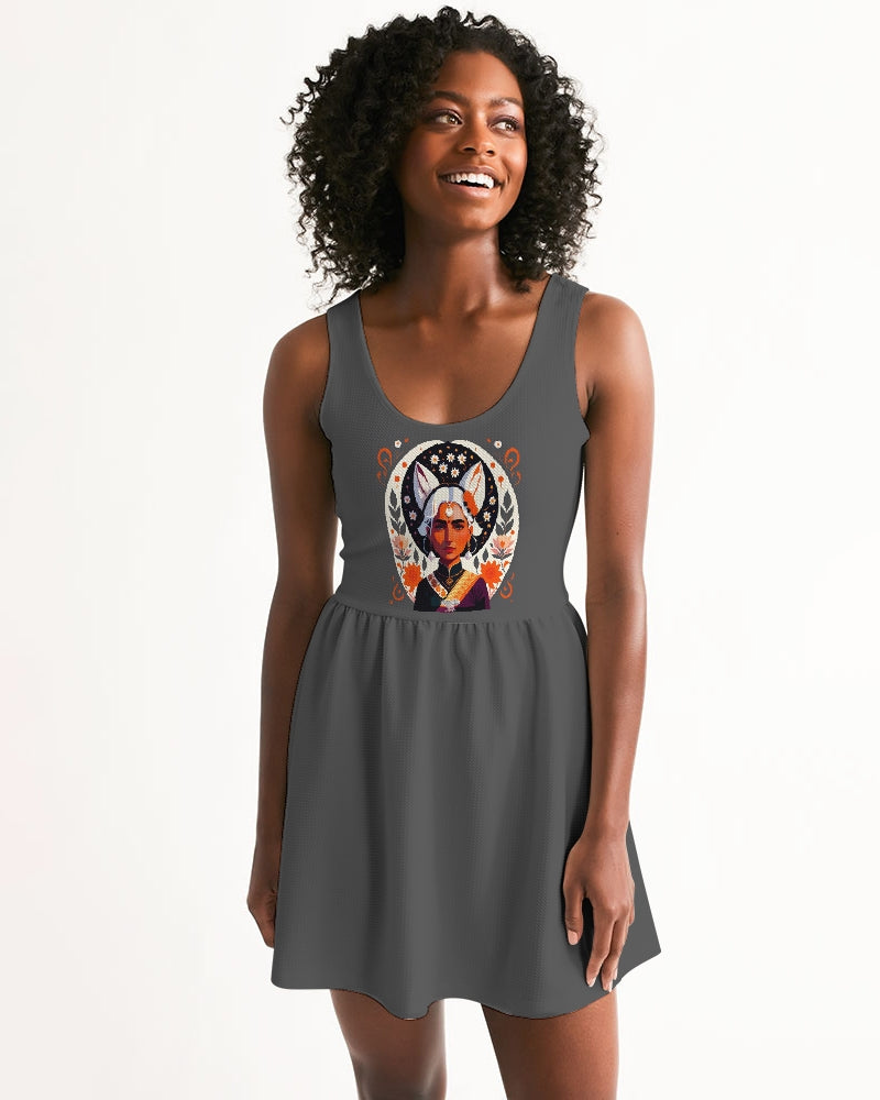 Indian Silver fox Women's Scoop Neck Skater Dress