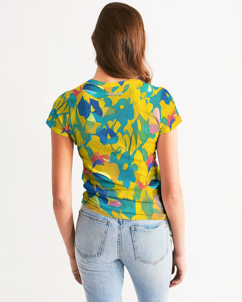 Beautiful yellow and blue hint of red pattern Women's Tee