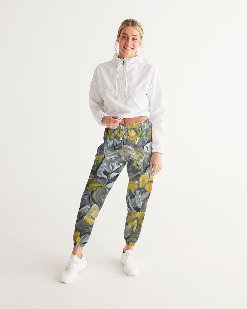 Orange and yellow and grey abstract design of Roses Women's Track Pants