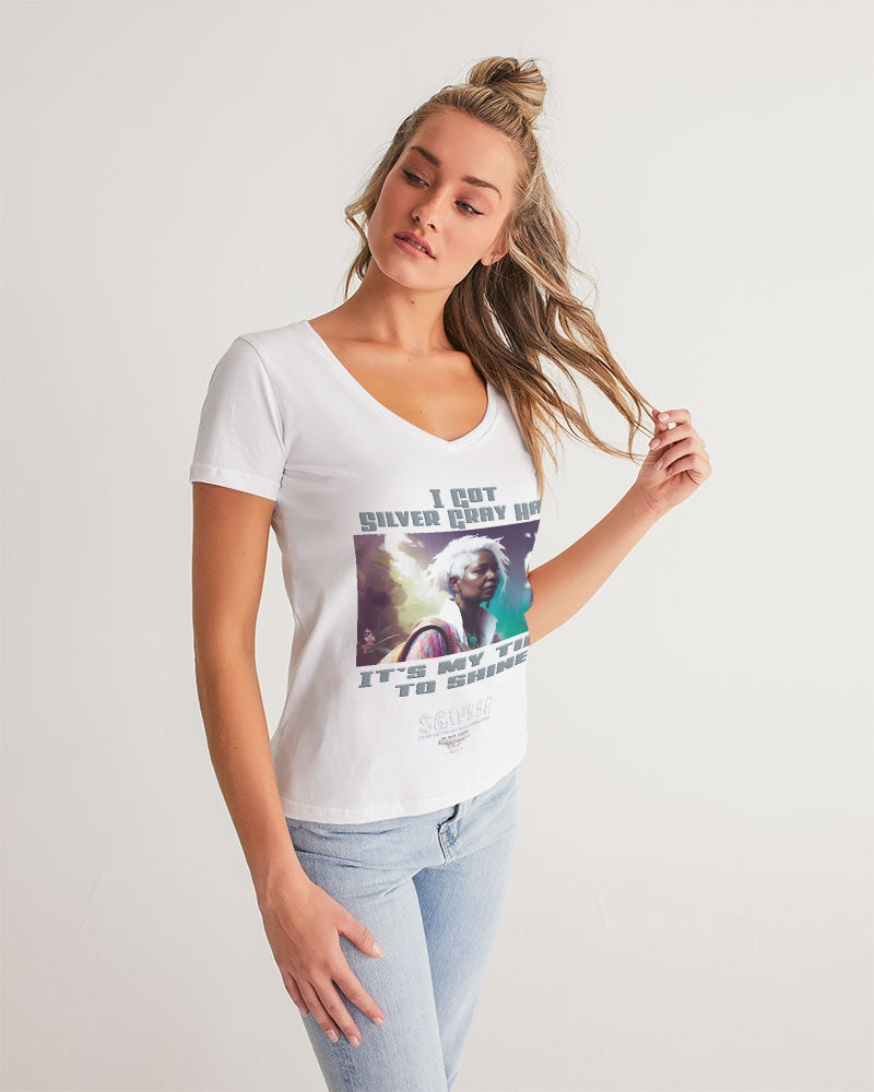 Black sister time to shine Women's All-Over Print V-Neck Tee