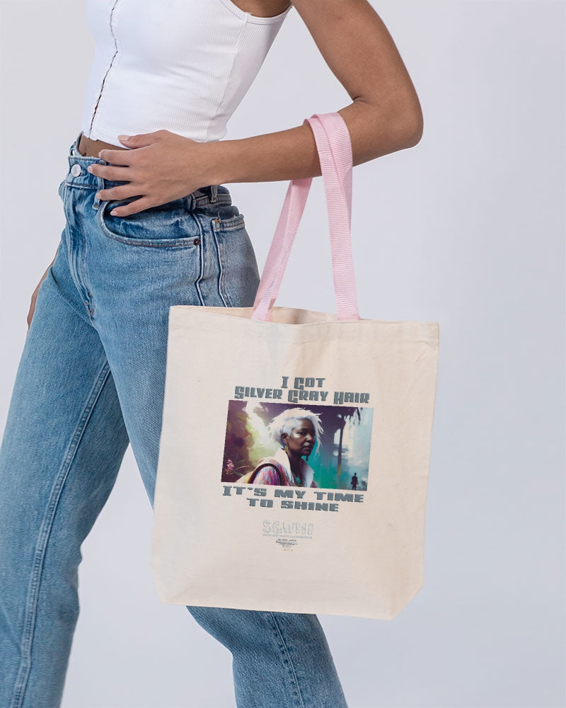 Black sister time to shine Canvas Tote with Contrast-Color Handles | Q-Tees