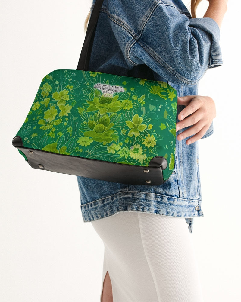 Lush green flower pattern design with logo Shoulder Bag