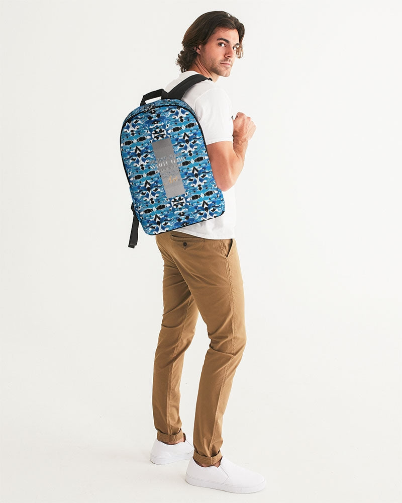 Blue Abstract pattern design Large Backpack