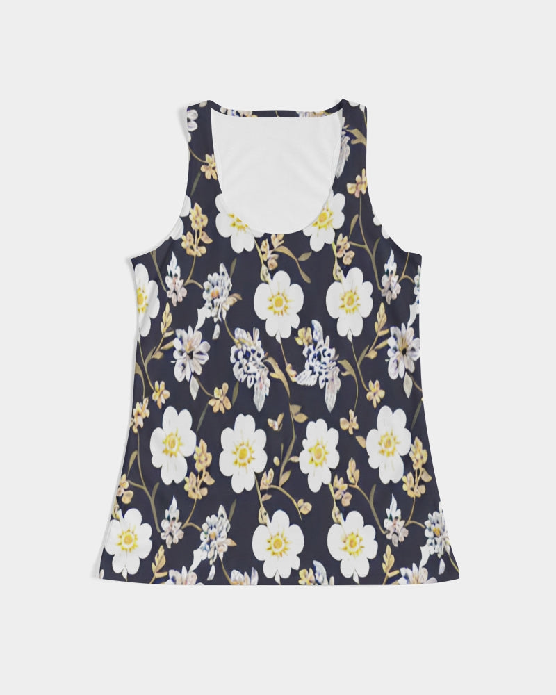 Pink flower black background Women's All-Over Print Tank