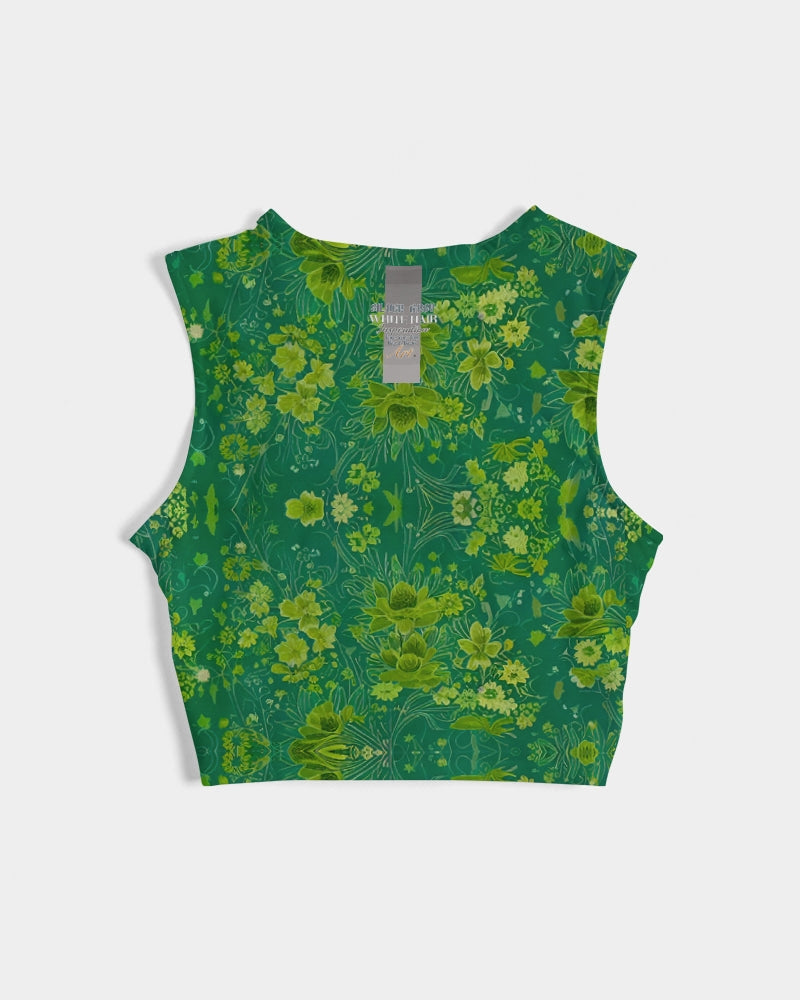 Green lush Repeat pattern Women's Twist-Front Tank