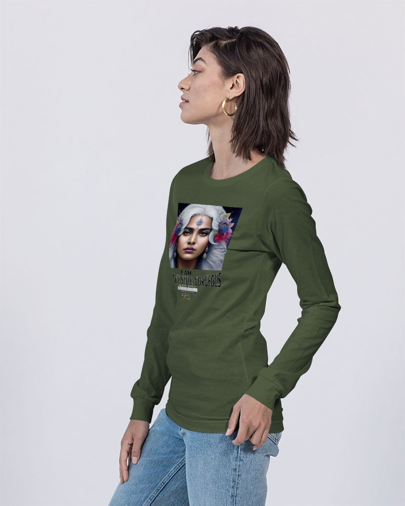 Promoting Indian women with silver grey hair Unisex Jersey Long Sleeve Tee | Bella + Canvas