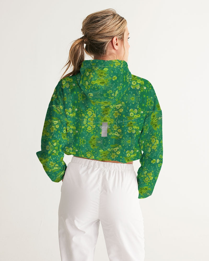 Green lush Repeat pattern Women's Cropped Windbreaker