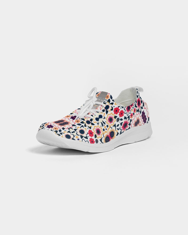 Abstract flower pattern Women's Lace Up Flyknit Shoe