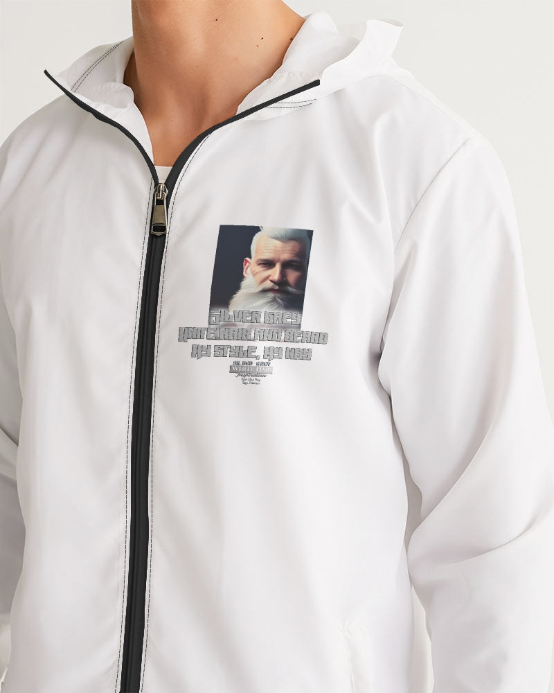 Silver Grey white hair and beard, my style my way Men's Windbreaker