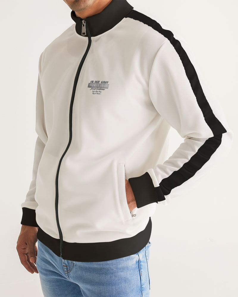 Silver Grey white hair and beard, my style my way Men's Stripe-Sleeve Track Jacket