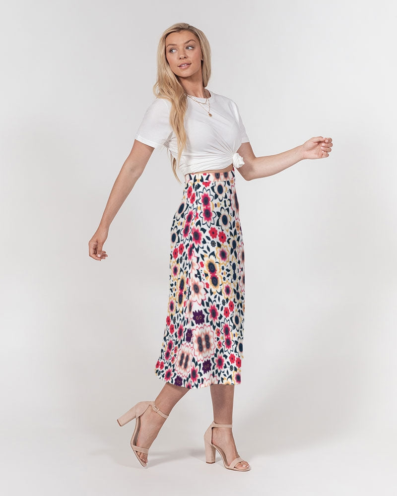 Abstract flower pattern Women's All-Over Print A-Line Midi Skirt