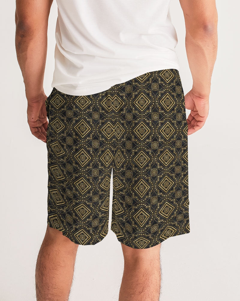 Brown Diamond pattern Men's Jogger Shorts