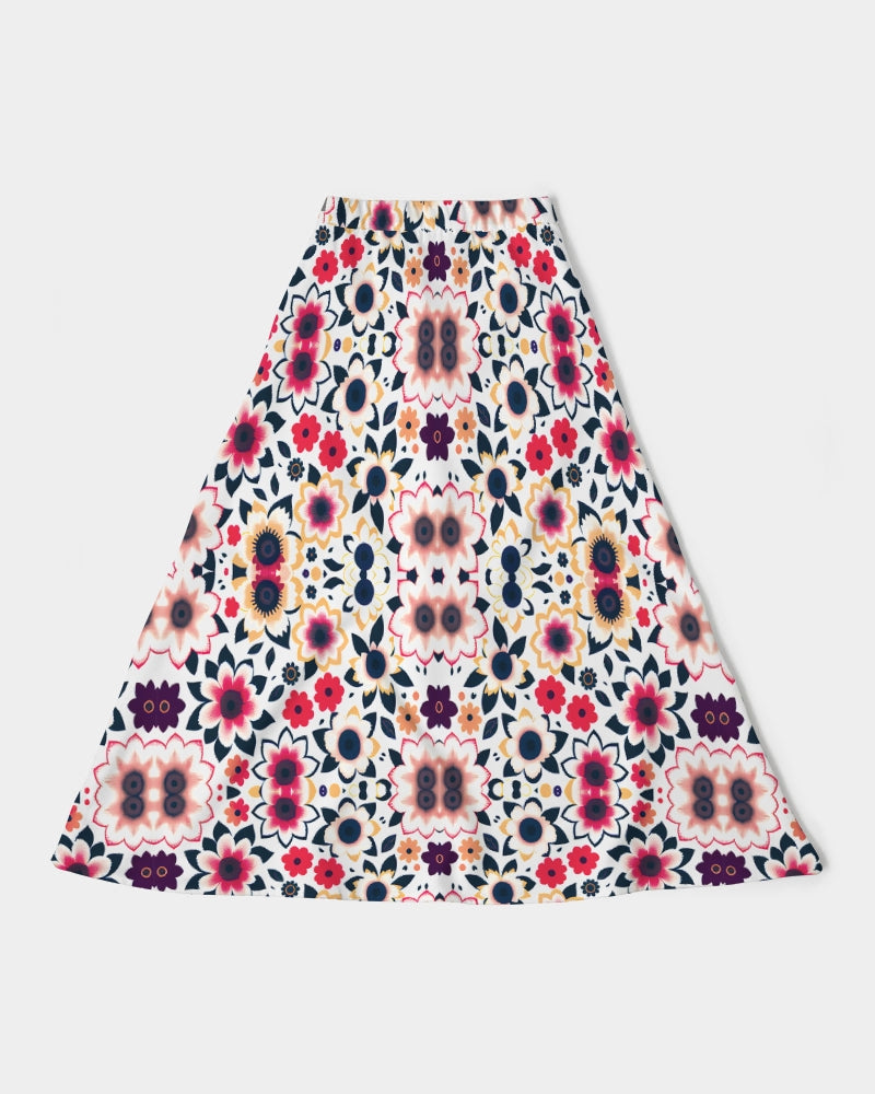 Abstract flower pattern Women's All-Over Print A-Line Midi Skirt