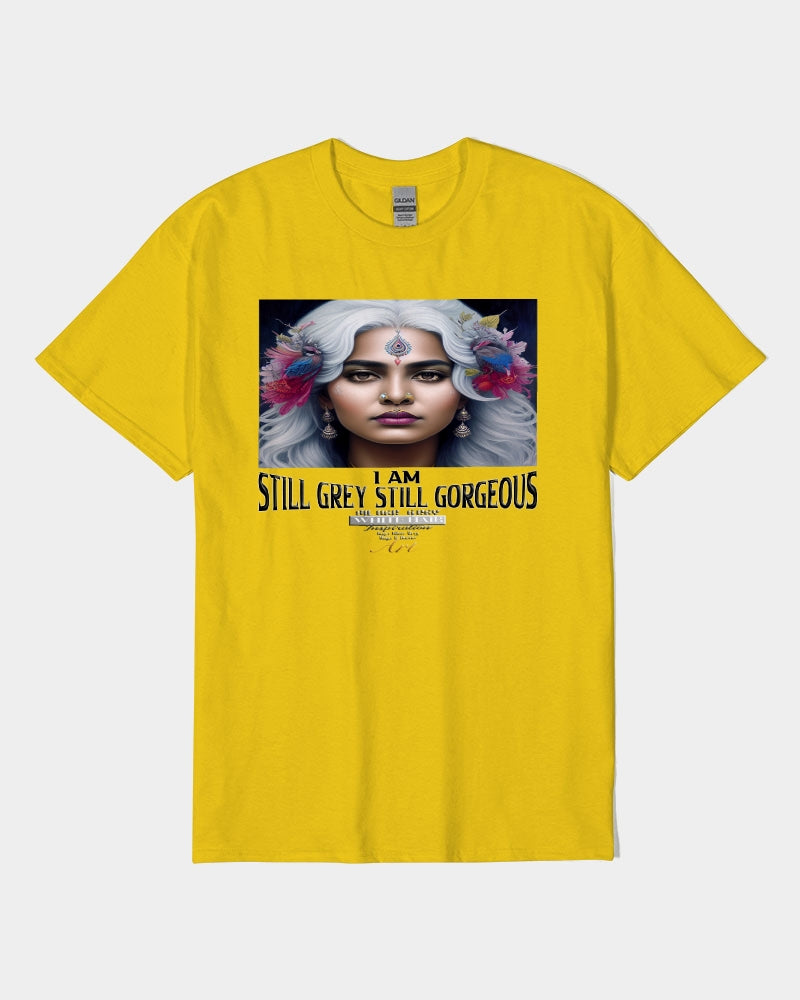 Promoting Indian women with silver grey hair Unisex Heavy Cotton T-Shirt | Gildan