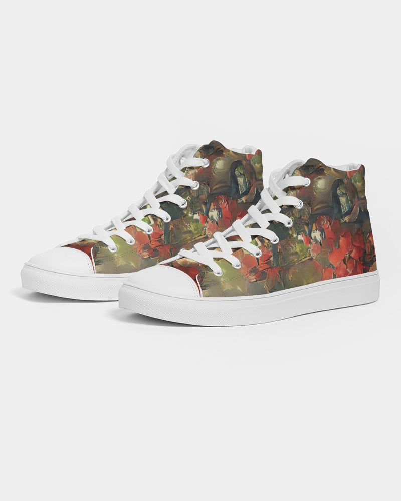 Abstract Rose design Men's Hightop Canvas Shoe