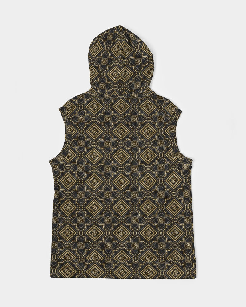 Brown Diamond pattern Men's Premium Heavyweight Sleeveless Hoodie