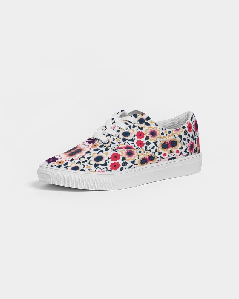 Abstract flower pattern Women's Lace Up Canvas Shoe