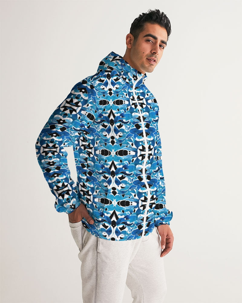 Blue Abstract pattern design Men's Windbreaker