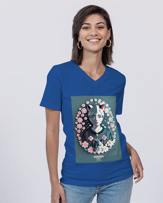 Silverfox flower Unisex Jersey V-Neck Tee | Bella + Canvas