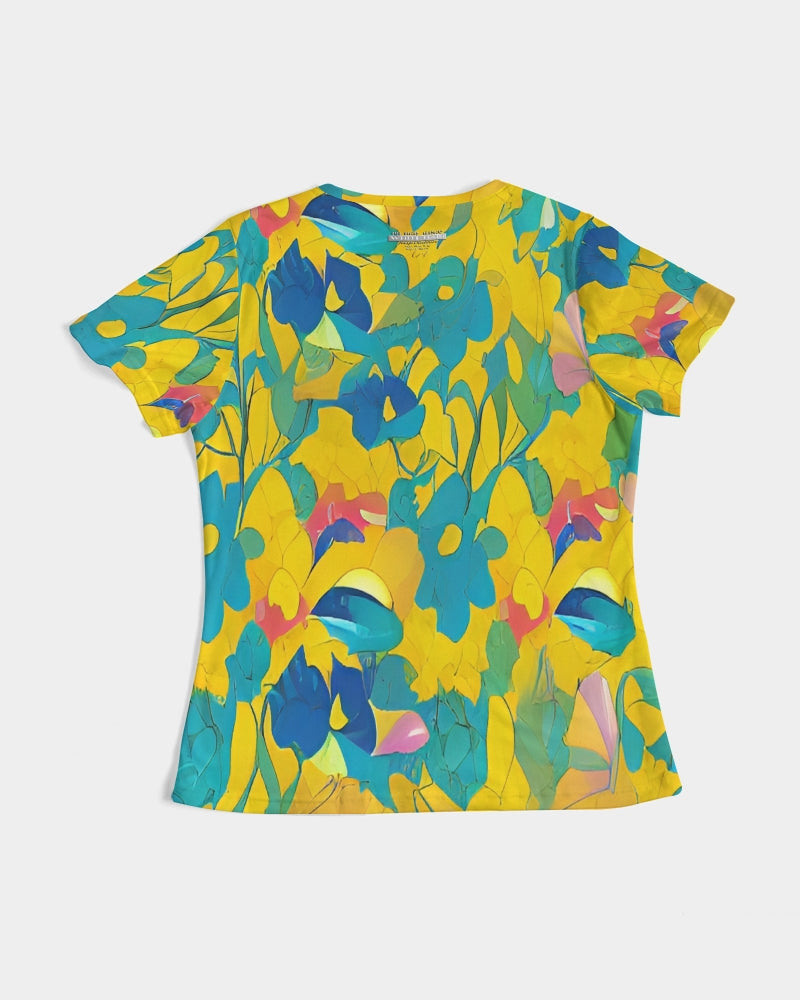 Beautiful yellow and blue hint of red pattern Women's Tee